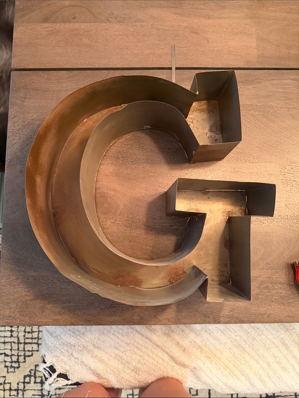 Metal Letter G Wall Decor - Rusted Bronze Finish